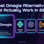 Best Omegle alternatives comparison 2026 featuring SlutOmegle Emerald Chat Chatroulette Camsurf and OmeTV hero banner